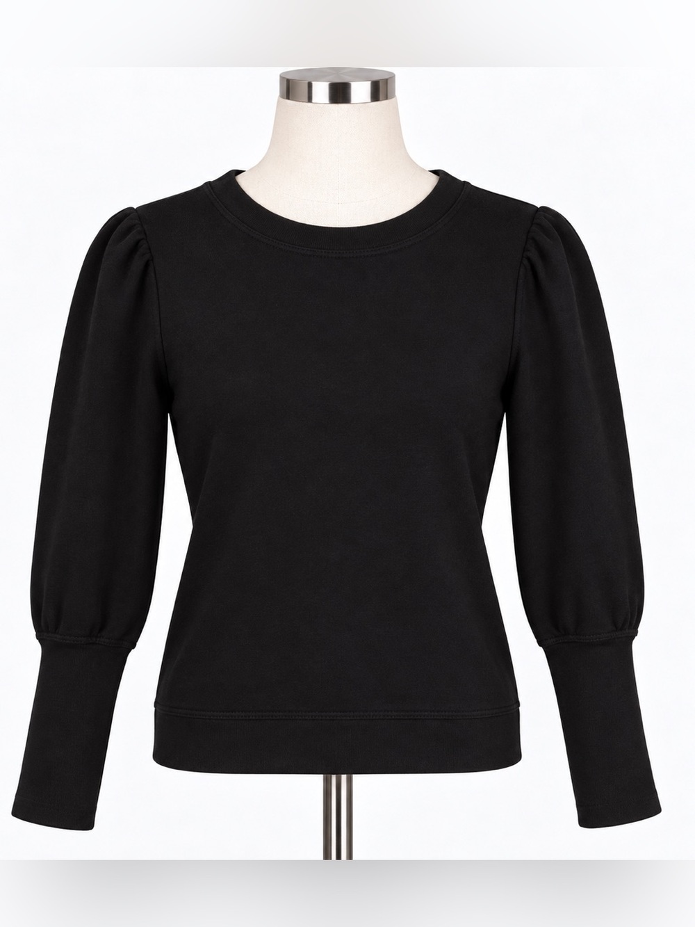 Apiece Apart Black Puff Sleeve Cotton Sweatshirt Size Small Made in USA